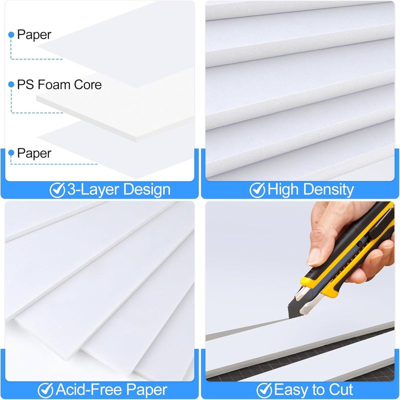 ToLanbbt 24 Pack White Foam Board, 24 x 36 x 3/16" Thick Foam Core Acid Free Poster Foamboard for Art Craft Projects, Painting, Displaying, Signage, Wedding, School - Image 3